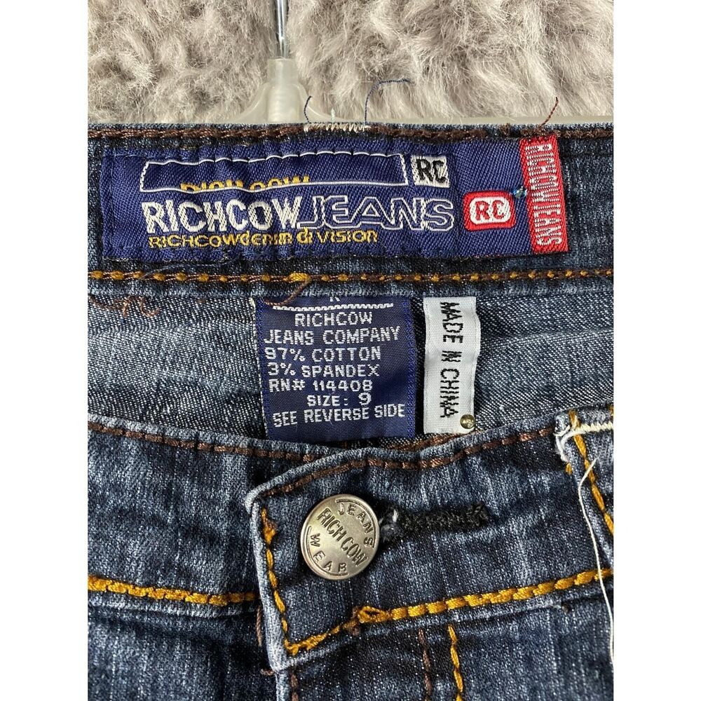 Rich Cow Jeans Women's 28x30 Skinny Distressed Embroidered Bling Pocket Y2K - Picture 4 of 11